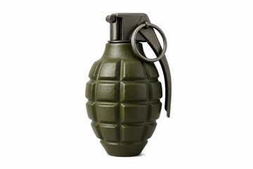 Obraz premium Olive green hand grenade isolated on white background
