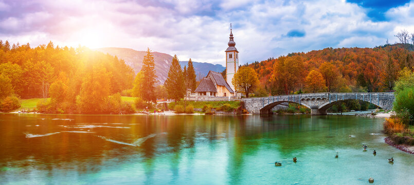 Church of St John the Baptist near Lake Bohinj Slovenia