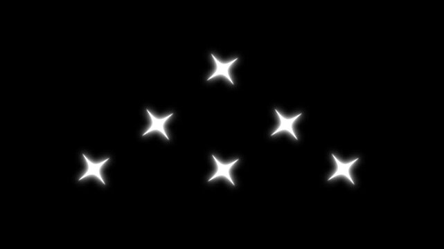 Blinking sparkling twinkling stars doodle cartoon animation, white doodle cartoon star shine animation overlay, magical night sky festive sparkle glow effect,on 4K loop animation Video. Black screen
