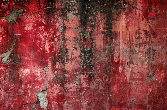 Photo of Dark red peeling wall of old abandoned industrial building. Background texture for backdrops or mapping