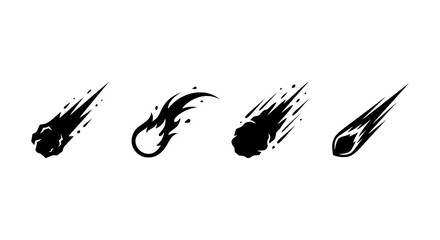Meteorite Icons, Falling Stars, Space Objects, Cosmic Events, Vector Set © ZARA