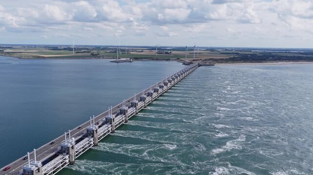 Oosterschelde Storm Surge Barrier (Zeeland, The Netherlands) | Drone