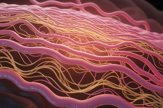 3D medical illustration of human anatomy with digital overlay