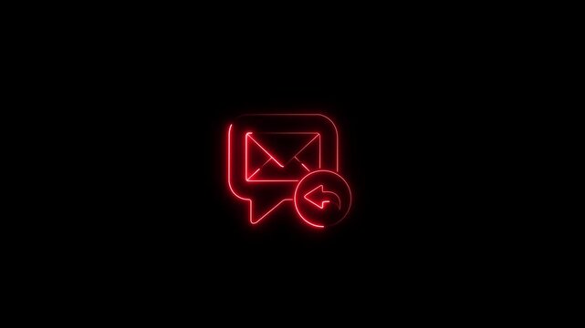 Neon red email reply animation, digital communication concept for business and technology ui message