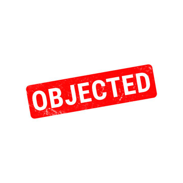 Red objected rubber stamp icon, distressed grunge stamp on white background, rejected and declined concept graphic