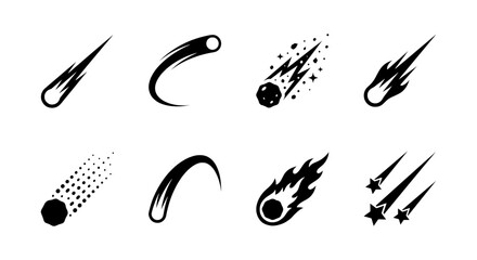 Meteor Shower Icons, Falling Stars Vector Set, Cosmic Celestial Objects Collection © MR