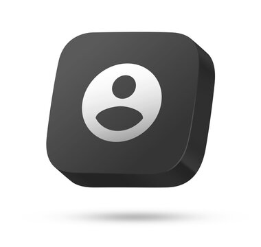 User profile account icon on a dark 3D square button for member login and personal information app UI
