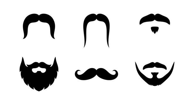 Facial Hair Styles Vector Icons: Beards, Mustaches, Goatees, Moustaches Set