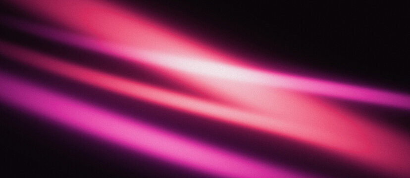 Fundo escuro abstrato com linhas de luz neon rosa, textura de ru&iacute;do e gradiente. Template perfeito para cabe&ccedil;alho de web design e banner.