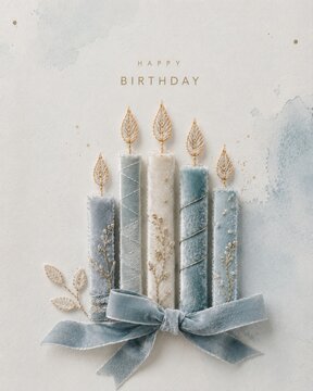 Minimal Luxury Birthday Card Featuring Elegant Decorative Candles With Soft Neutral Palette