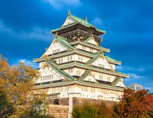 Osaka castle and gardens in autumn, Japan © Mistervlad