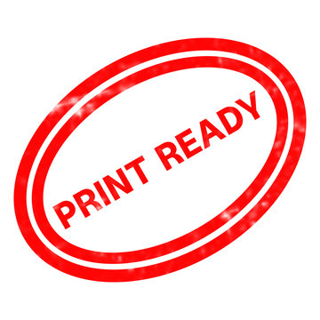 Print ready red rubber stamp, distressed oval ink seal with text, weathered office mark for publishing and production workflow