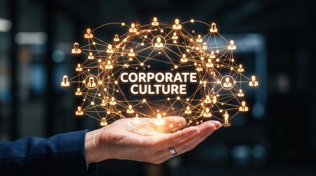 Digital network symbolizing interconnectedness and collaboration within a thriving business environment, representing the essence of a strong organizational ethos