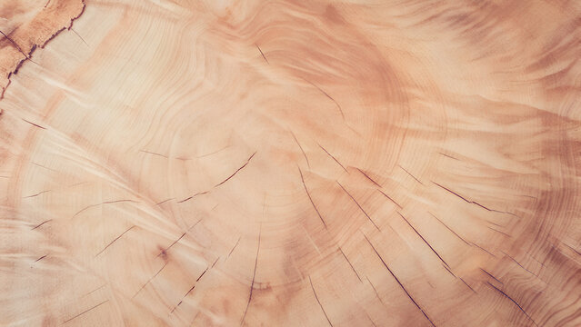 Light beige cross section tree log with circular growth rings and cracks
