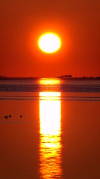 根室湾の日の出と流氷