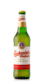 Budweiser budvar green beer bottle czech lager on a white background