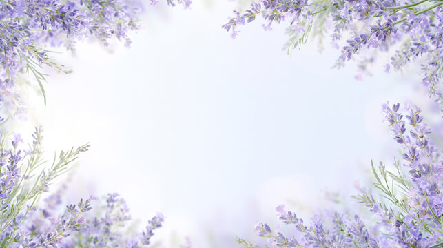 ラベンダーで囲んだ爽やかな花フレーム背景
