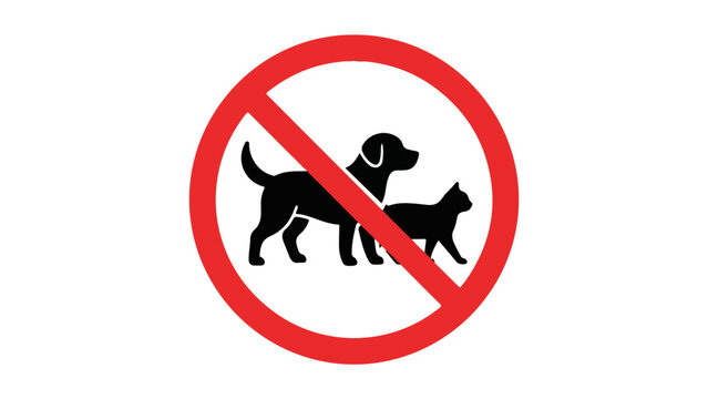 Red prohibition symbol indicating dogs and cats are not allowed together in a shared space.