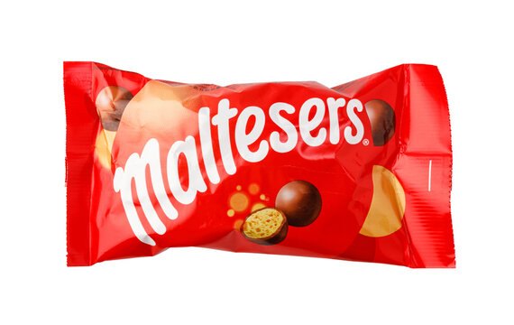 Maltesers chocolate candy snack package on transparent background