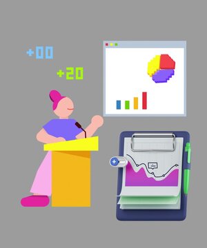 Business presentation and financial chart analytics motion graphics animation