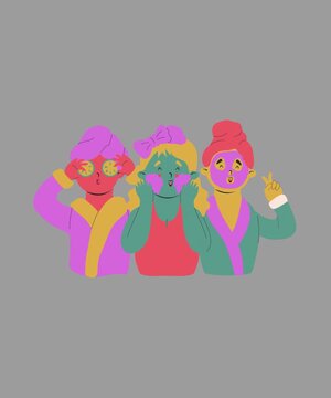 three girls doing skincare together