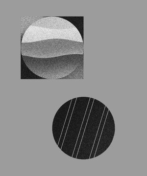 Abstract geometric shape composition animation with grainy texture and chevron patterns