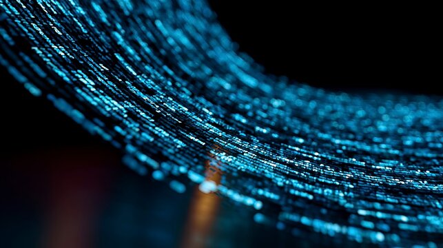 Digital Blue Data Stream Arc Shimmering Lights.