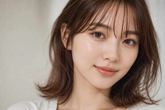 美肌の若い日本人女性のポートレート Generative AI