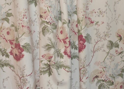 background of vintage retro curtains with flowers 
