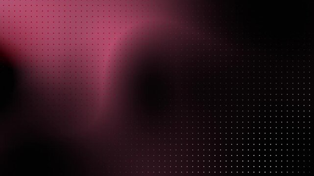 Abstract red motion flow with digital dot grid pattern on dark background. Glowing wave movement overlay on black background.