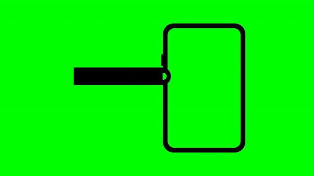 Smartphone volume down button animation on green screen