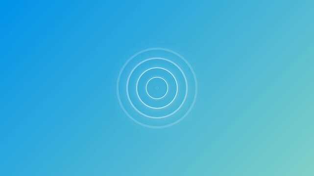 Minimalist radio wave animation on blue gradient background, pulsing concentric circles motion graphic, clean signal ripple effect for technology