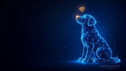 Obraz premium International Dog Day Low Poly Wireframe Dog Heart