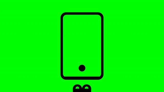 Two finger swipe gesture on mobile device screen green screen