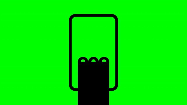 Three finger tap gesture animation on mobile phone green screen
