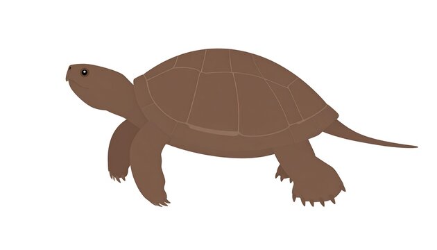 A simple, brown turtle illustration facing left on a white background, highlighting its shell and limbs