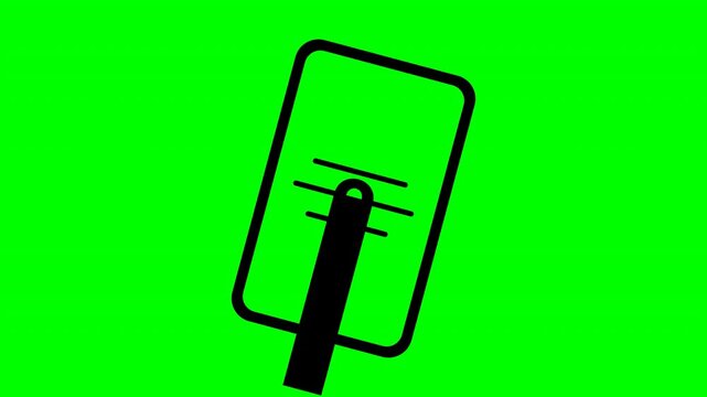 Triple tap gesture icon for mobile touchscreen UI on green screen