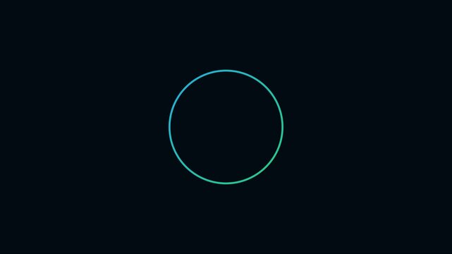 Minimalist gradient circle loading animation and rotating sphere wireframe on dark 4k background