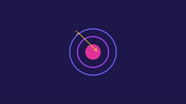 Minimalist target animation with arrow hitting bullseye for business strategy and success concepts 4k