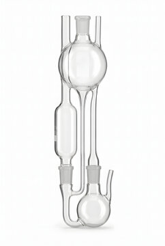 High-Fidelity 3D Render of a Scientific Glass Capillary Viscometer Isolated on White Background