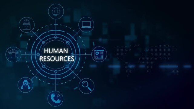 Human resources hr management digital interface with and global network connectivity recruitment