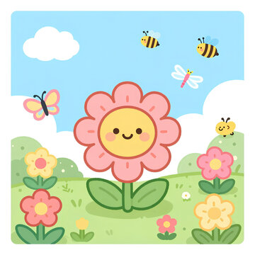 bee and flowers