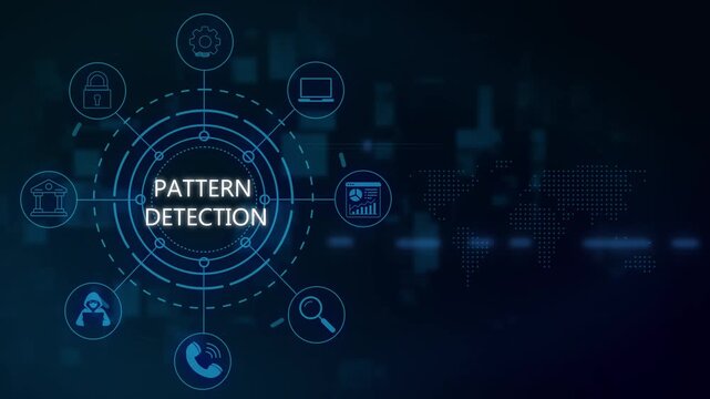 Pattern detection technology interface with digital map and cybersecurity for data analysis and network security concepts