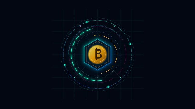 Futuristic Bitcoin HUD Digital Currency Animation