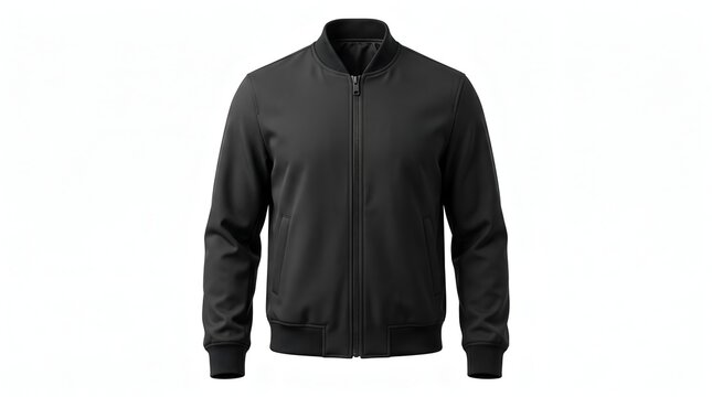 Black men's bomber jacket with zip-up front