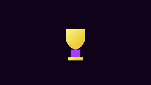 Animated gold trophy cup with appearing star for achievement and success concepts animation 4k