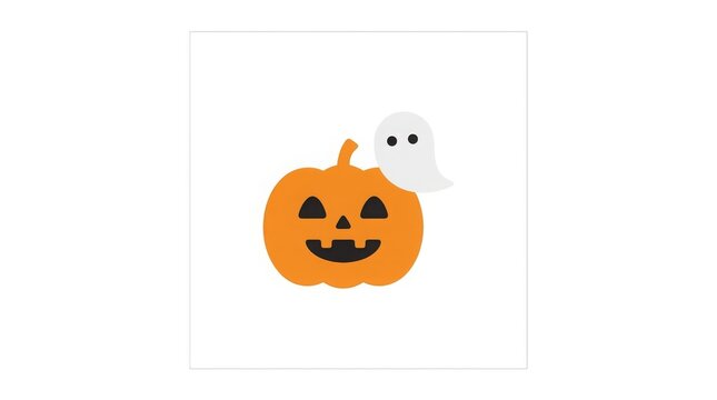Holiday - Cute Halloween Jack o lantern pumpkin and ghost vector icon