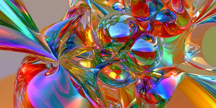 The Shapes That Rise In Iridescent Light As Liquid Metal Curves Toward A Reflective Dream, ai generated.