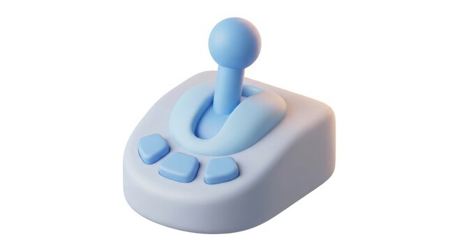 Gaming - 3D joystick controller with buttons on white background