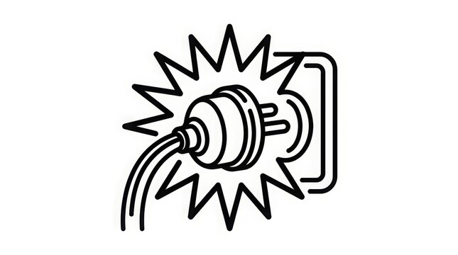 Technology - Electrical plug and socket with spark warning symbol